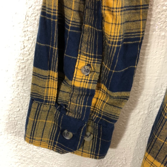 Good Fellow Men's Shirt S Plaid Yellow Navy NWT Long Sleeve - Picture 8 of 8